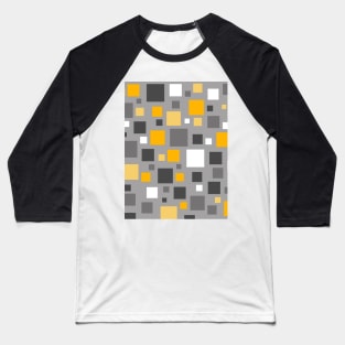 Mustard Yellow and Grey Squares Pixel Polka Dot Baseball T-Shirt